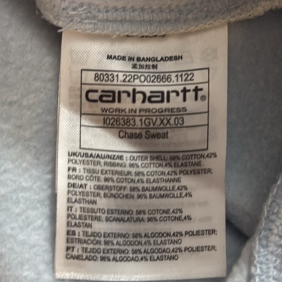 Carhartt WIP Chase Sweatshirt Light Blue L/XL - Picture 5 of 5